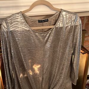 Metallic silver and gold ties at waist top